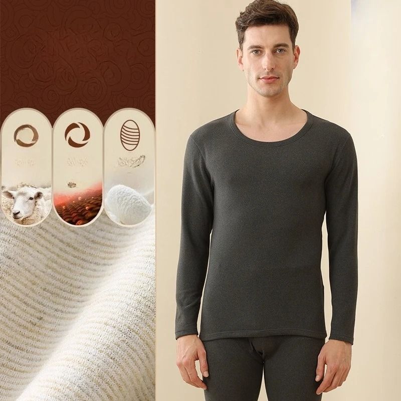 Mens Fleece Lined Thermal Underwear Set Warm Winter Base Layer