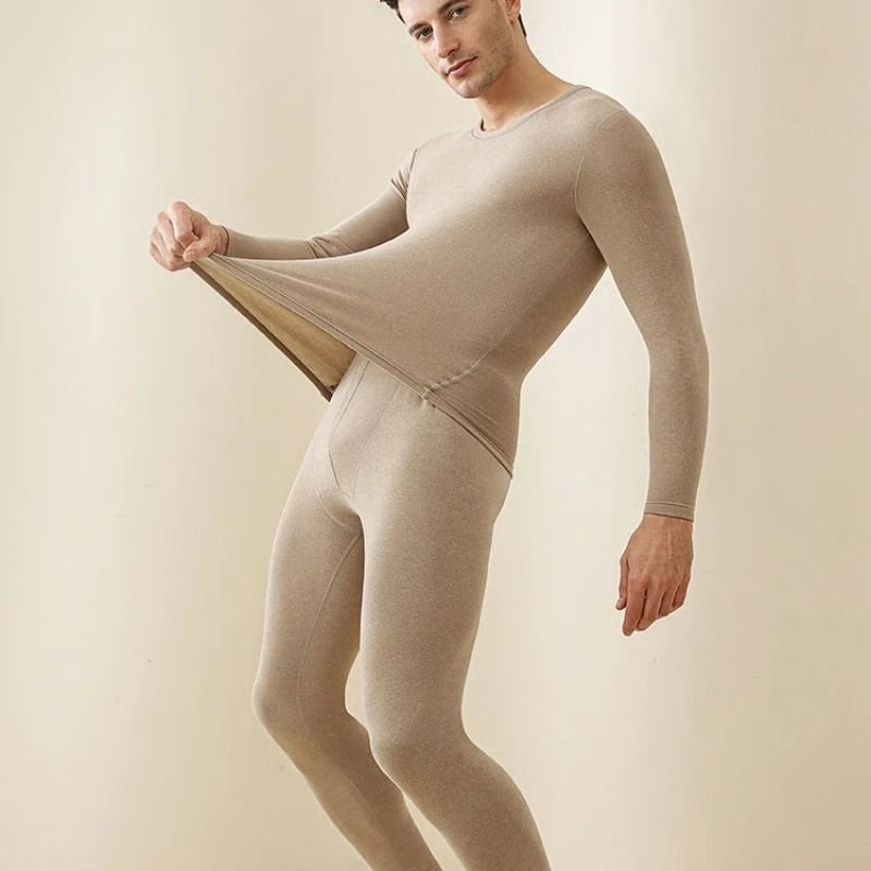 Mens Fleece Lined Thermal Underwear Set Warm Winter Base Layer