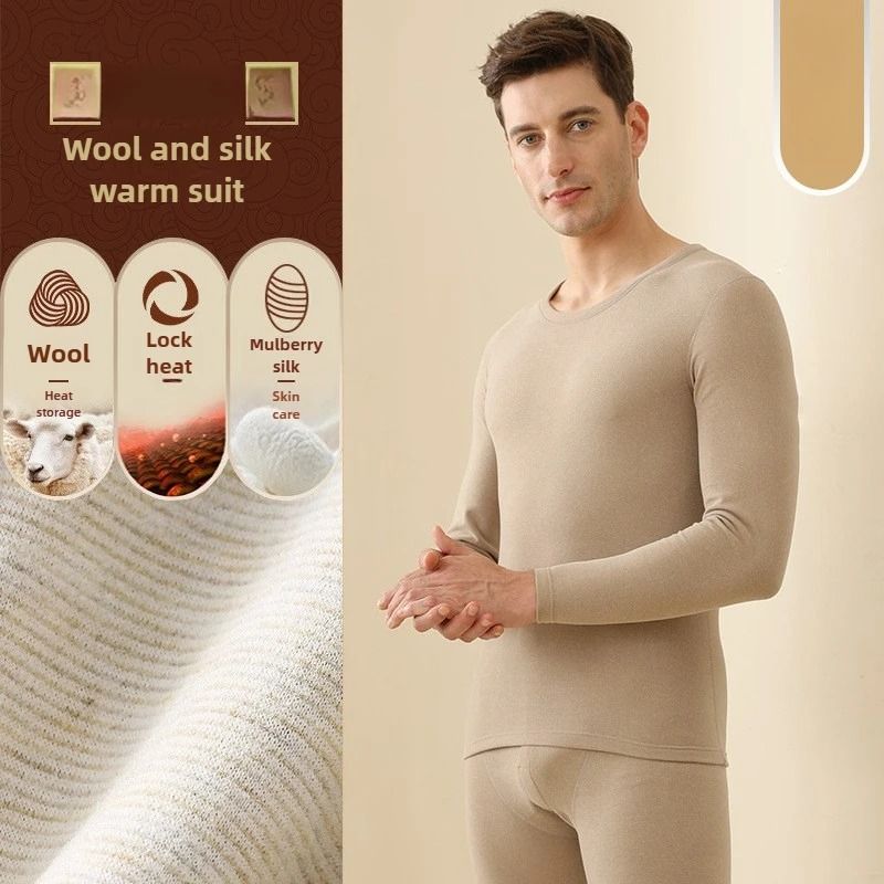 Mens Fleece Lined Thermal Underwear Set Warm Winter Base Layer