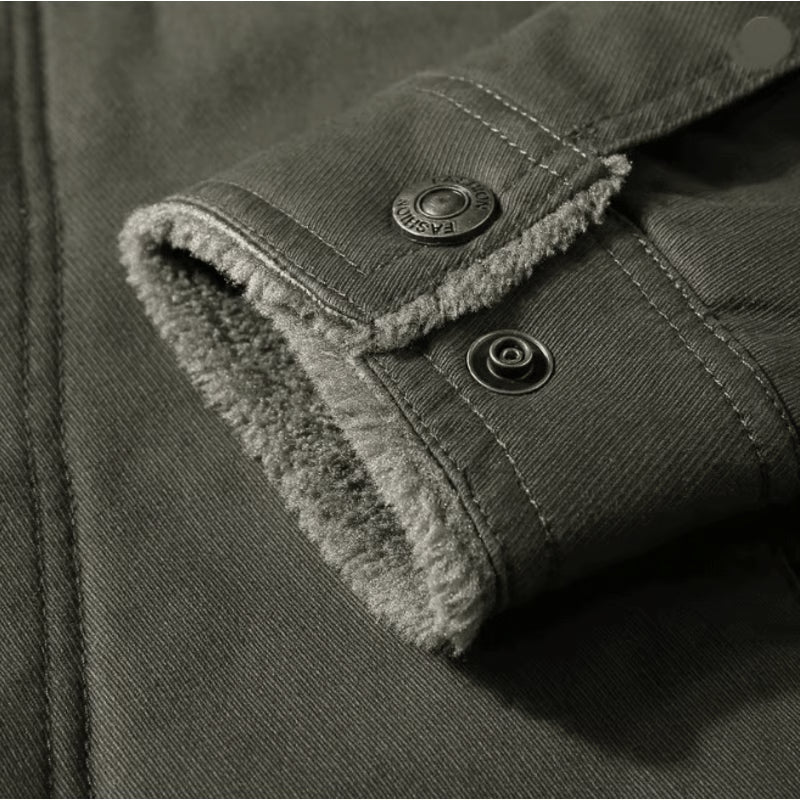 Mens Lamb Wool Jacket Thick Military Style Winter Coat Plus Size