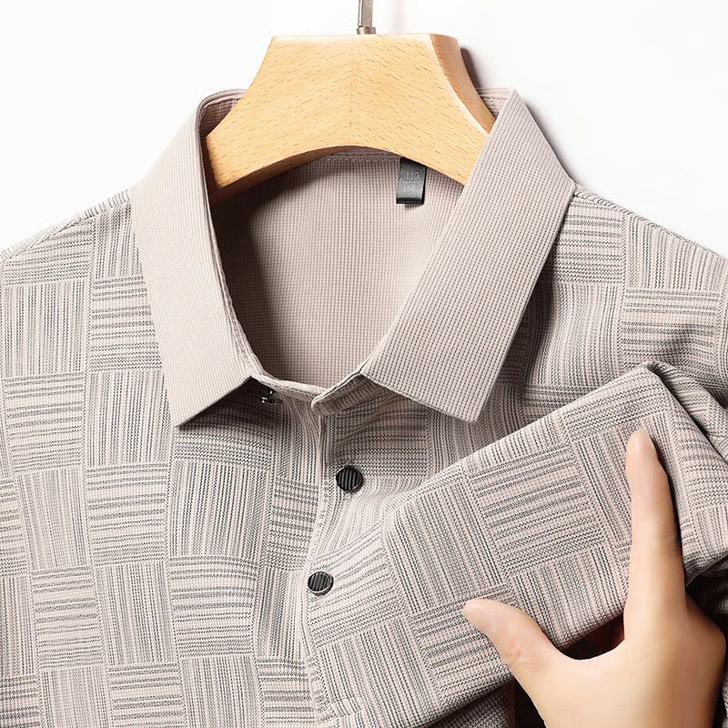 Fashion Mens New Printed Business Casual POLO Shirt, Comfortable Short Sleeved and Breathable Top