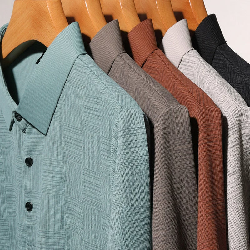 Fashion Mens New Printed Business Casual POLO Shirt, Comfortable Short Sleeved and Breathable Top