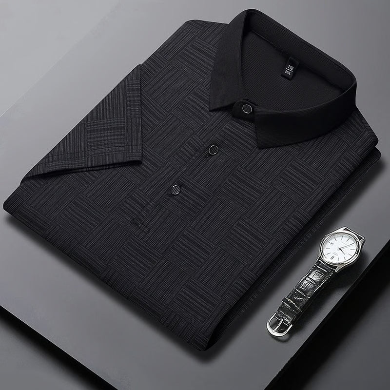 Fashion Mens New Printed Business Casual POLO Shirt, Comfortable Short Sleeved and Breathable Top