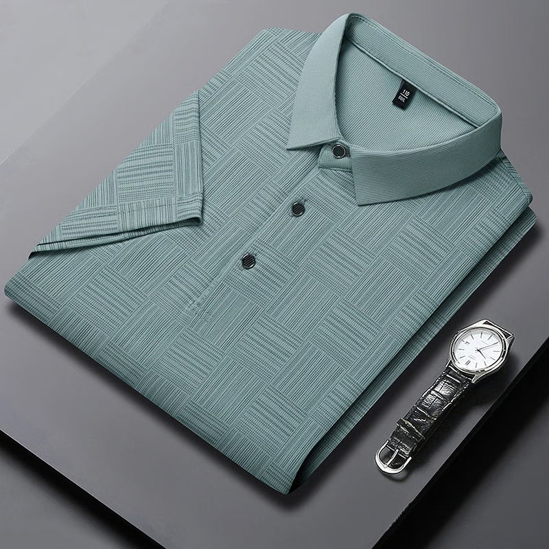 Fashion Mens New Printed Business Casual POLO Shirt, Comfortable Short Sleeved and Breathable Top