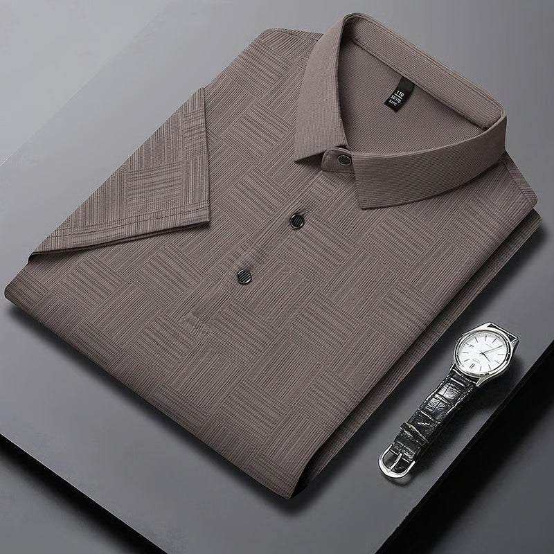 Fashion Mens New Printed Business Casual POLO Shirt, Comfortable Short Sleeved and Breathable Top