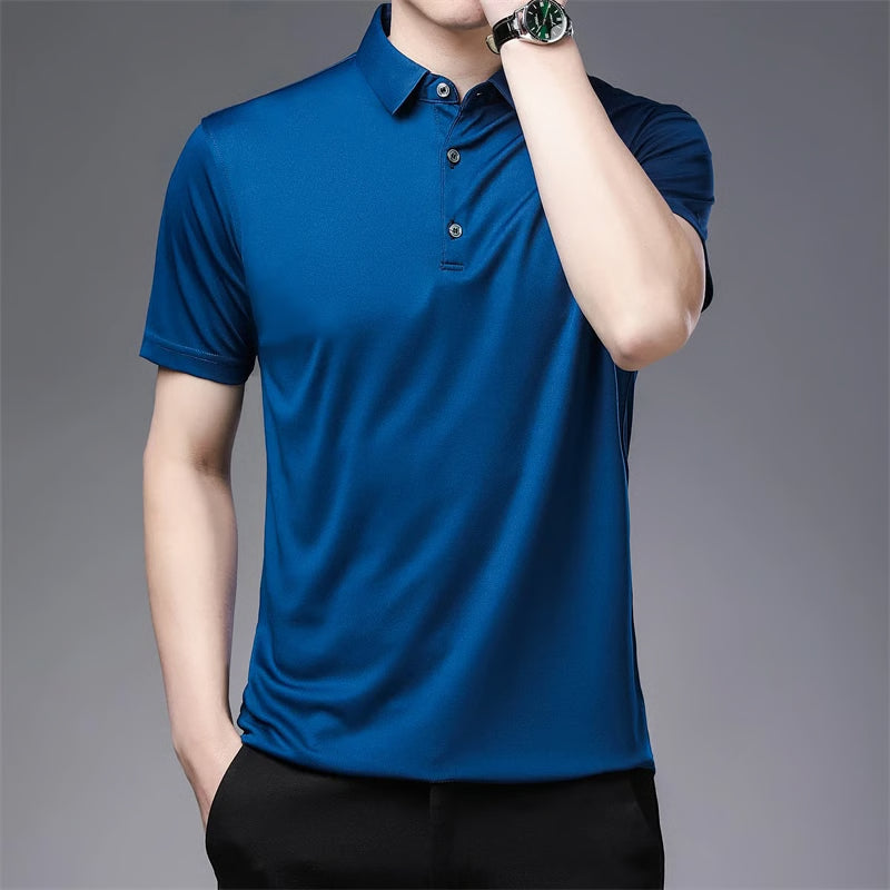 New Men's Business Casual Polo Shirt Comfortable Summer Fashion Short Sleeve Breathable Top