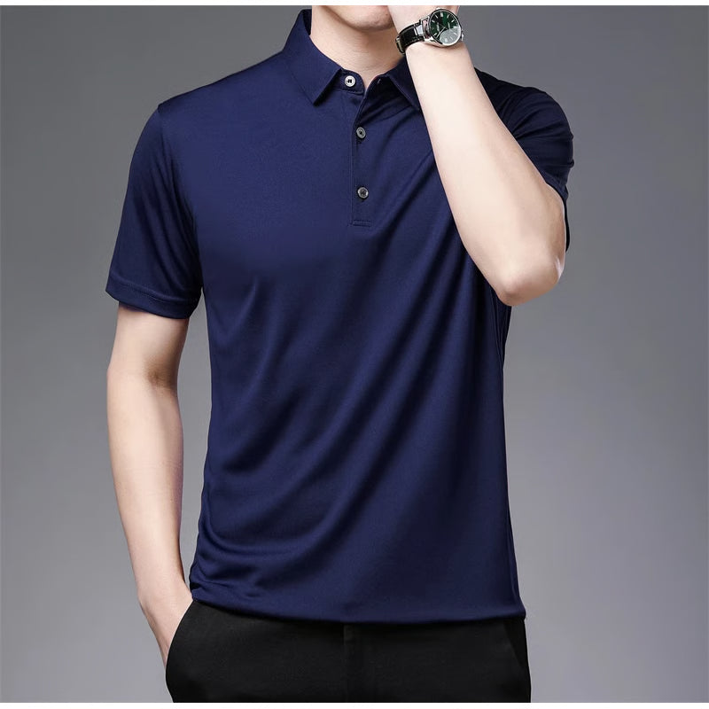 New Men's Business Casual Polo Shirt Comfortable Summer Fashion Short Sleeve Breathable Top