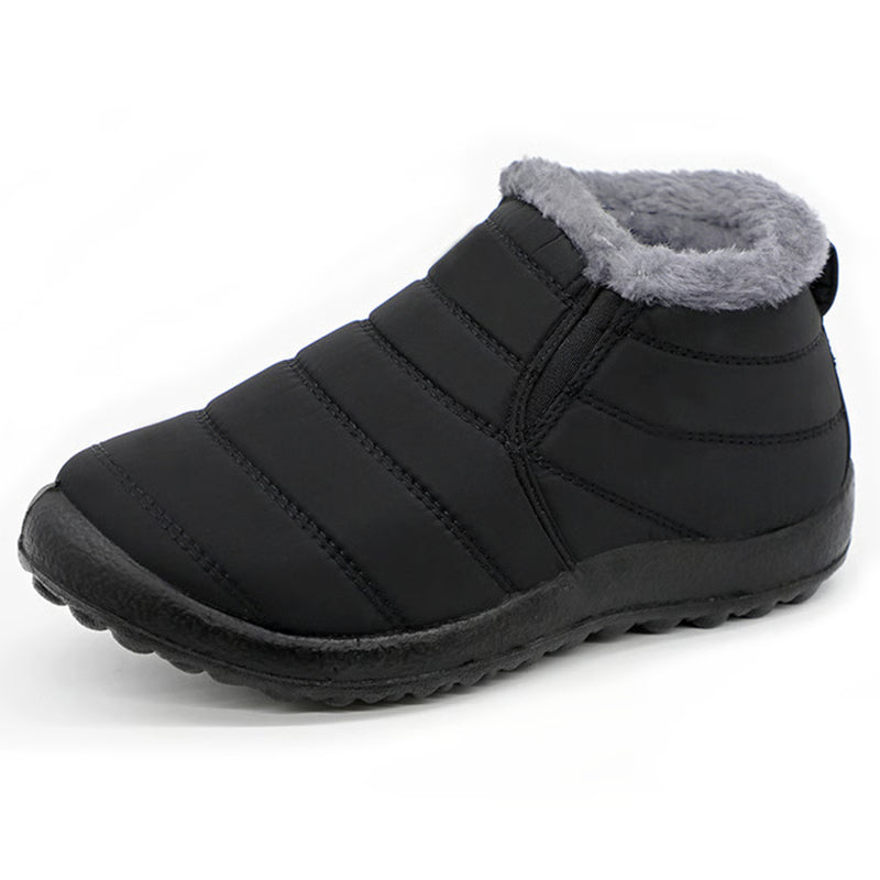 Mens Snow Waterproof Boots, Warm Fur Ankle Platform Slip-On Winter Shoes, Durable Plush Work Footwear