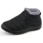Mens Snow Waterproof Boots, Warm Fur Ankle Platform Slip-On Winter Shoes, Durable Plush Work Footwear