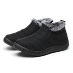 Mens Snow Waterproof Boots, Warm Fur Ankle Platform Slip-On Winter Shoes, Durable Plush Work Footwear