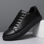 Mens White Black Comfortable Casual Shoes, Lightweight Solid Skateboard Sneakers for Walking, Durable Leisure Footwear