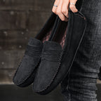 Breathable Leather Mens Loafers, Slip on Male Driving Shoes, Fashion Suede Men Casual Shoes, Comfortable Boat Shoes