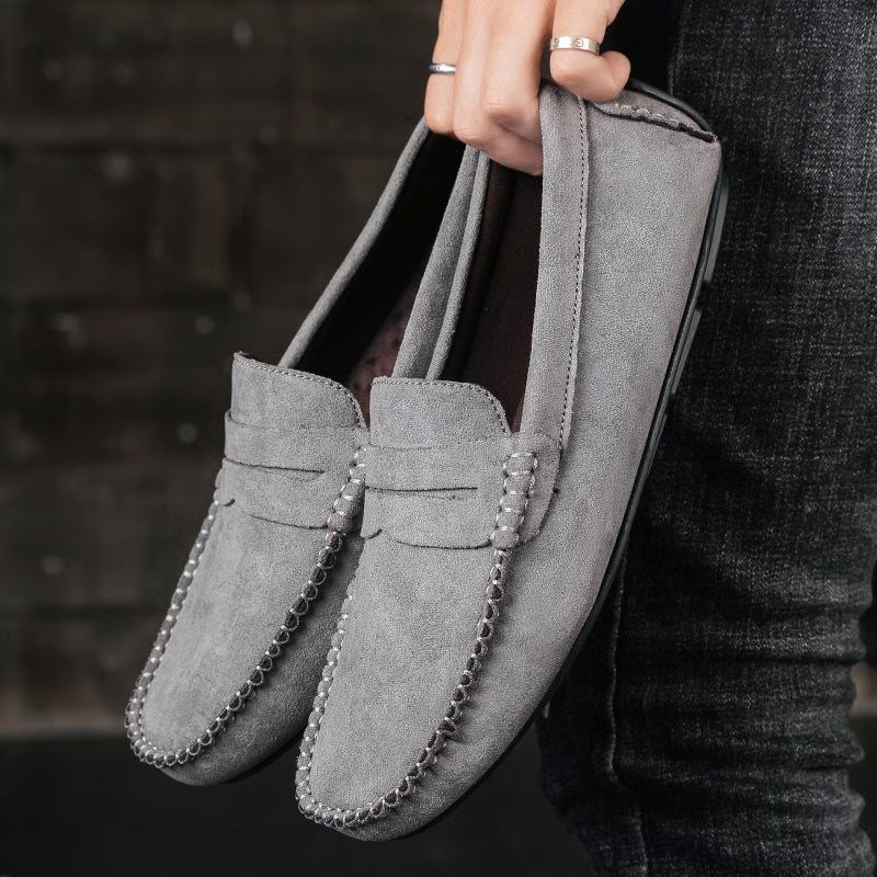 Breathable Leather Mens Loafers, Slip on Male Driving Shoes, Fashion Suede Men Casual Shoes, Comfortable Boat Shoes