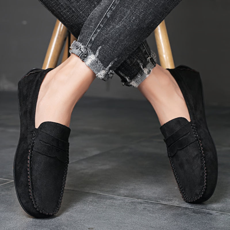Breathable Leather Mens Loafers, Slip on Male Driving Shoes, Fashion Suede Men Casual Shoes, Comfortable Boat Shoes