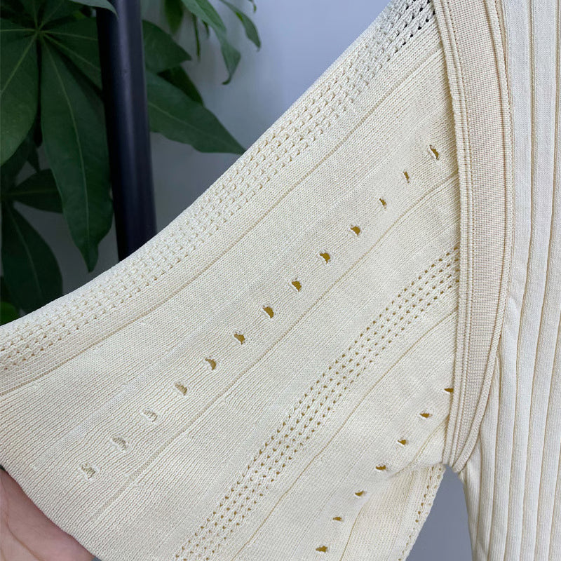 Summer Spring French Elegant Fragrance High-end Slimming Knitted Mermaid Dress, Hollow Fish Tail Knit Slimming Dress