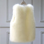 Warm Fox Faux Fur Vest for Women Slimming Cotton Lined Outerwear