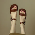Genuine Leather Summer Women Sandals, Low Heel Casual Office Shoes, Outdoor Concise Ladies Comfortable Footwear