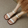 Genuine Leather Summer Women Sandals, Low Heel Casual Office Shoes, Outdoor Concise Ladies Comfortable Footwear