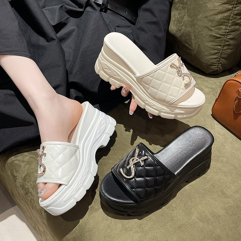 Designer Women Sandals, Summer Platform Slippers with Fashion Letters, Non-Slip Casual Ladies Shoes Sandal